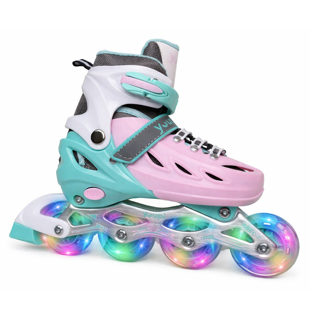 Patins Roller Inline Ajustável Rosa P 30-33 Yuupi