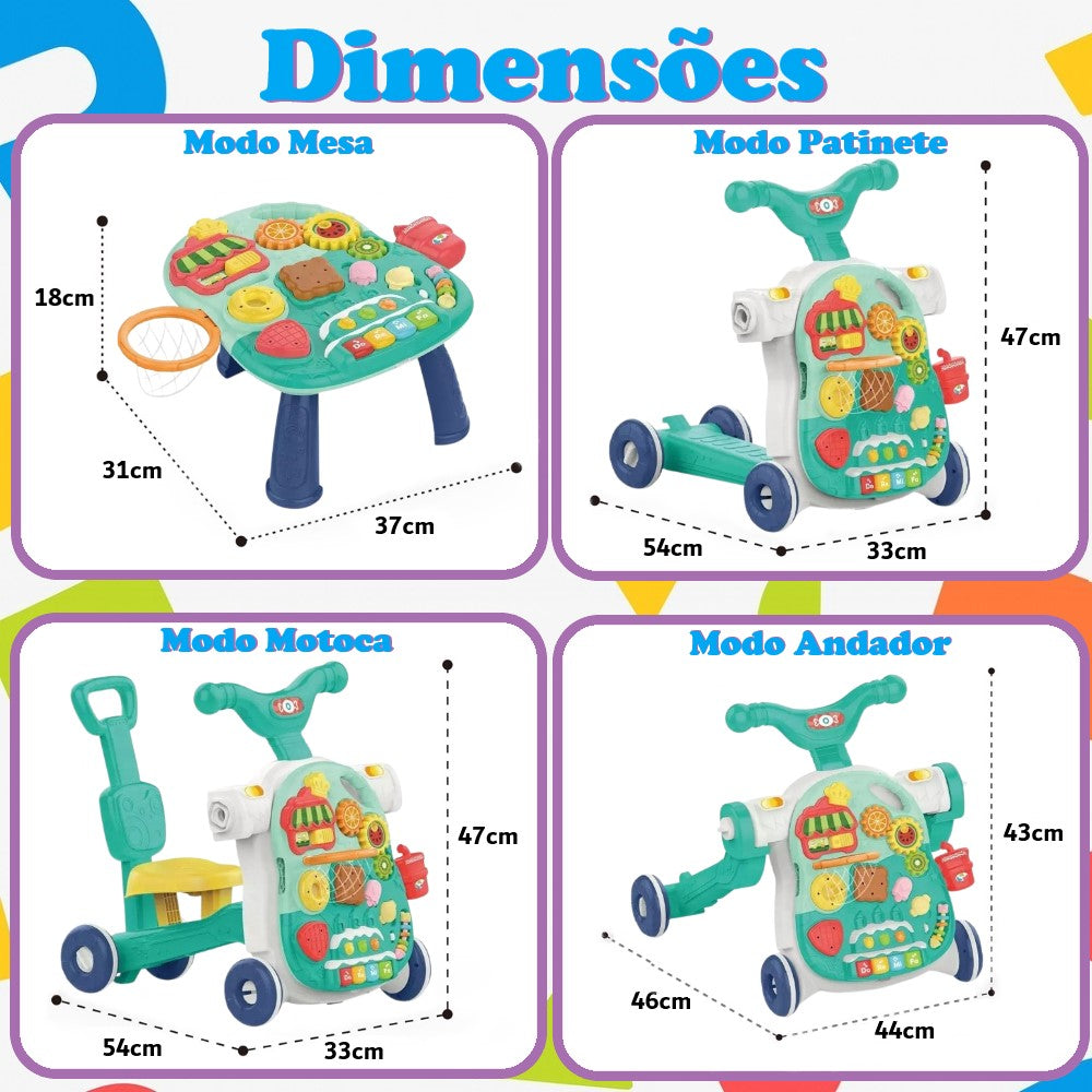 Andador Multifuncional 4 em 1 para Bebês Verde Yuupi