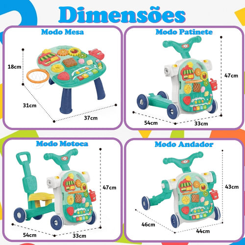 Andador Multifuncional 4 em 1 para Bebês Verde Yuupi