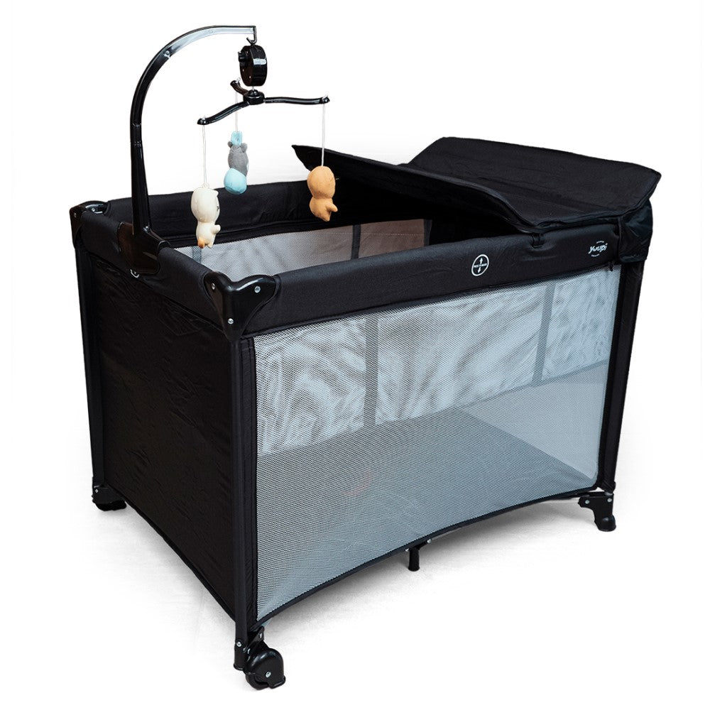 Berço e Cercadinho Portátil com Trocador e Bolsa para Transporte Preto Yuupi