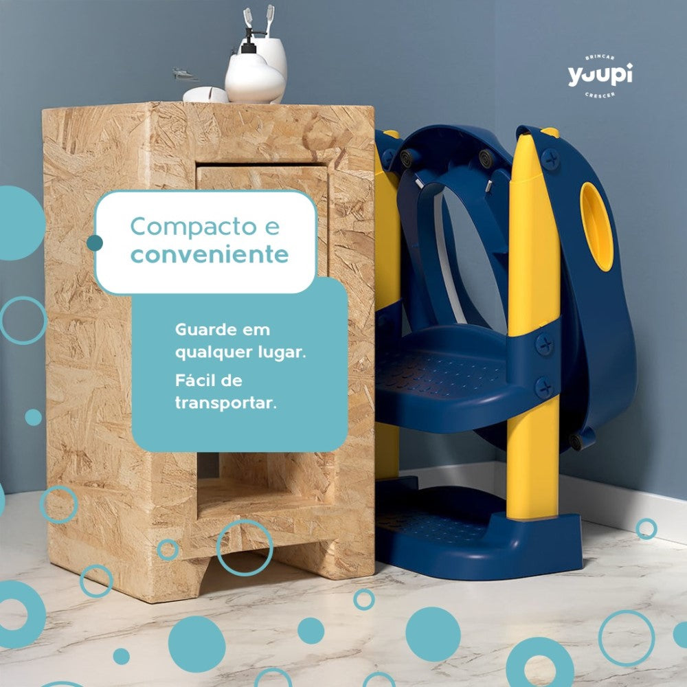 Assento Redutor Dobrável Infantil Com Escada Branco Yuupi