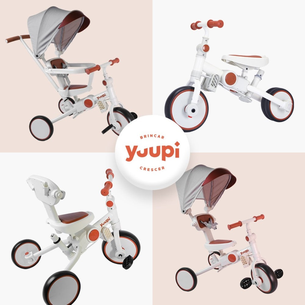 Carrinho, Triciclo, Andador e Bicicleta de Equilíbrio 4 em 1 Branco Yuupi
