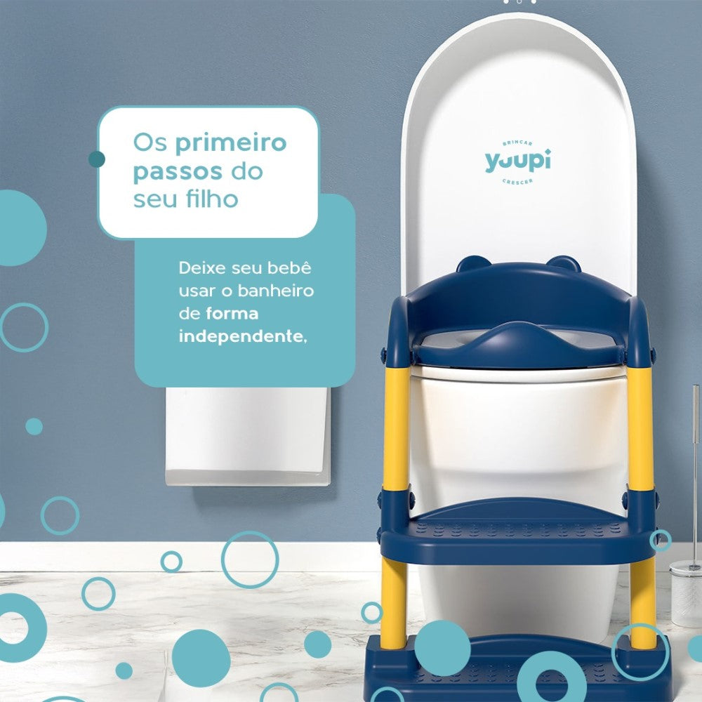 Assento Redutor Dobrável Infantil Com Escada Branco Yuupi