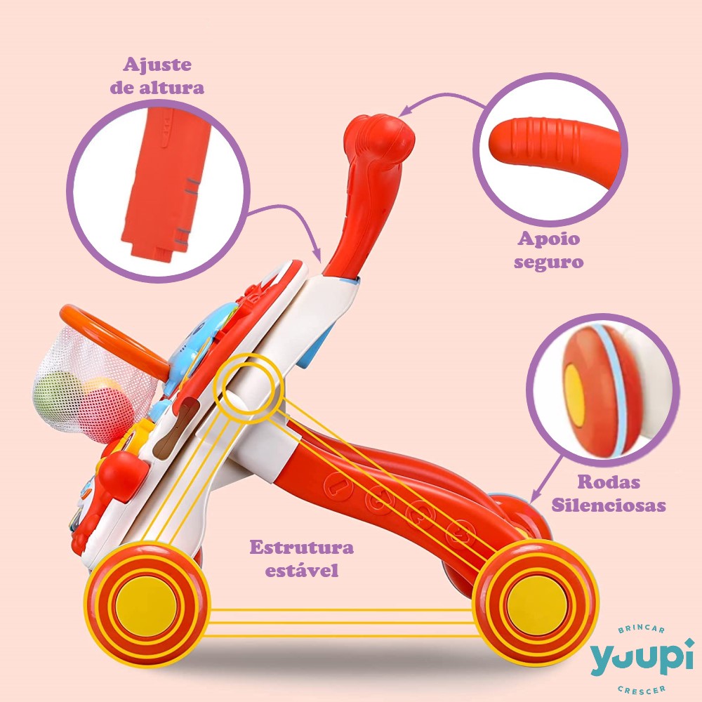 Andador e Mesa de Atividades 2 em 1 Vermelho Yuupi