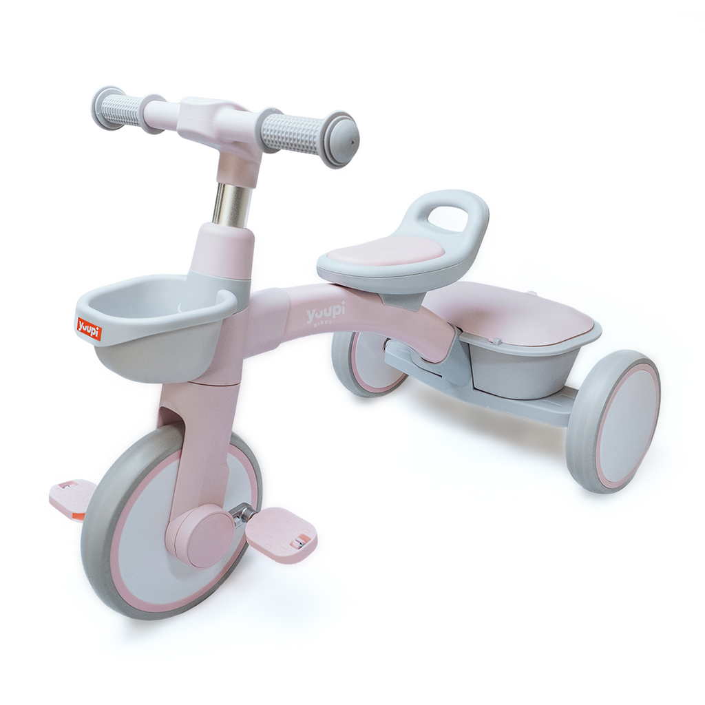 Triciclo Motoca Infantil Com Cestinho e Baú Rosa Yuupi