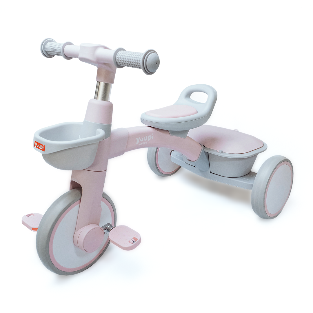 Triciclo Motoca Infantil Com Cestinho e Baú Rosa Yuupi