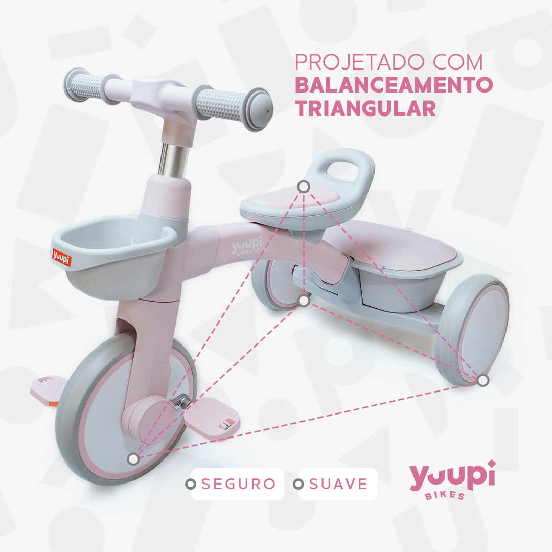 Triciclo Motoca Infantil Com Cestinho e Baú Rosa Yuupi