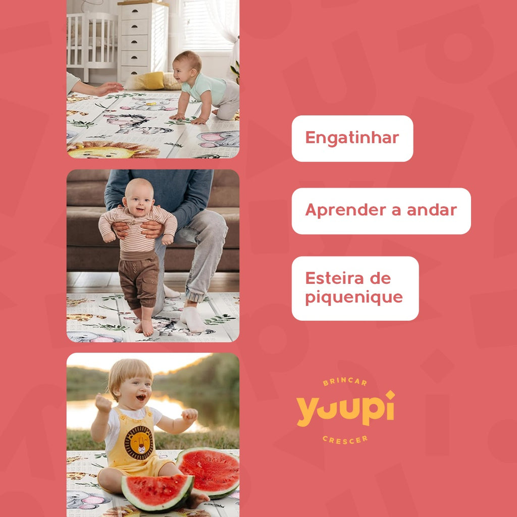 Tapete Infantil Macio Portátil Dupla Face 1cm Yuupi