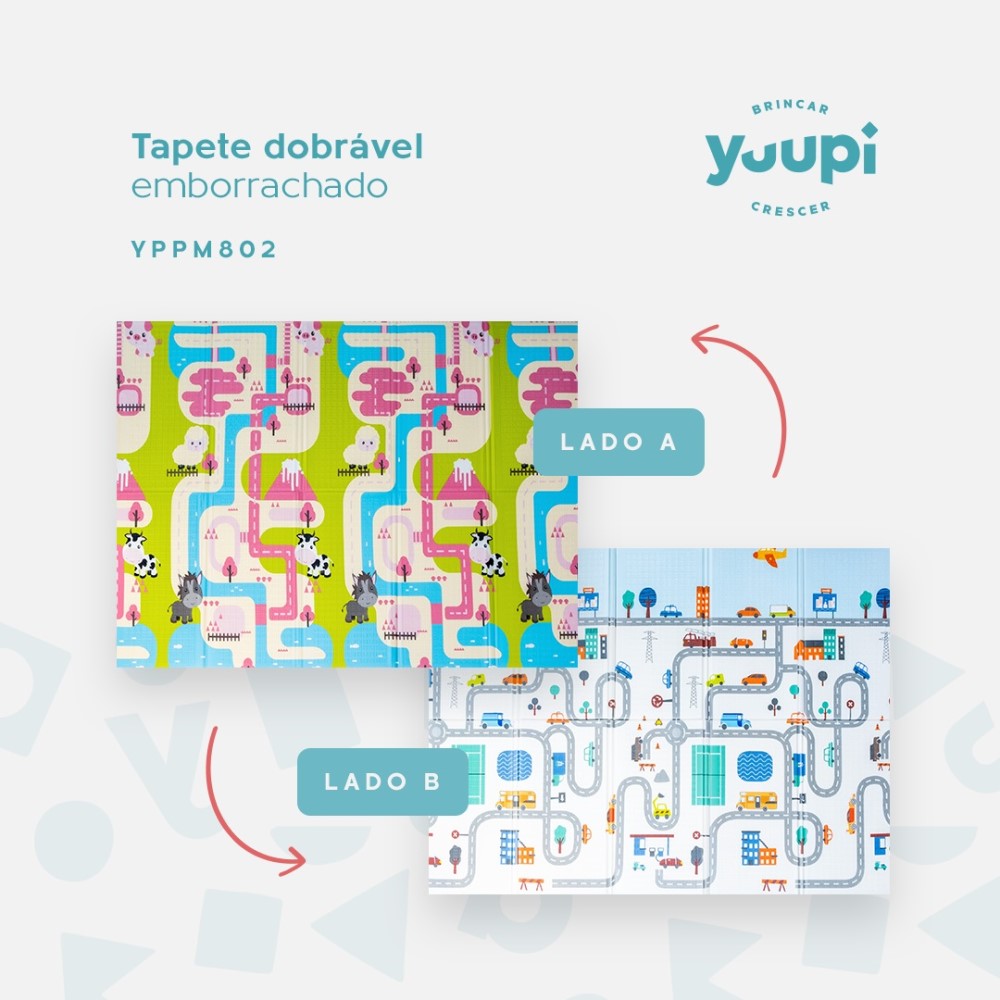 Tapete Infantil Macio Portátil Dupla Face 1cm Yuupi