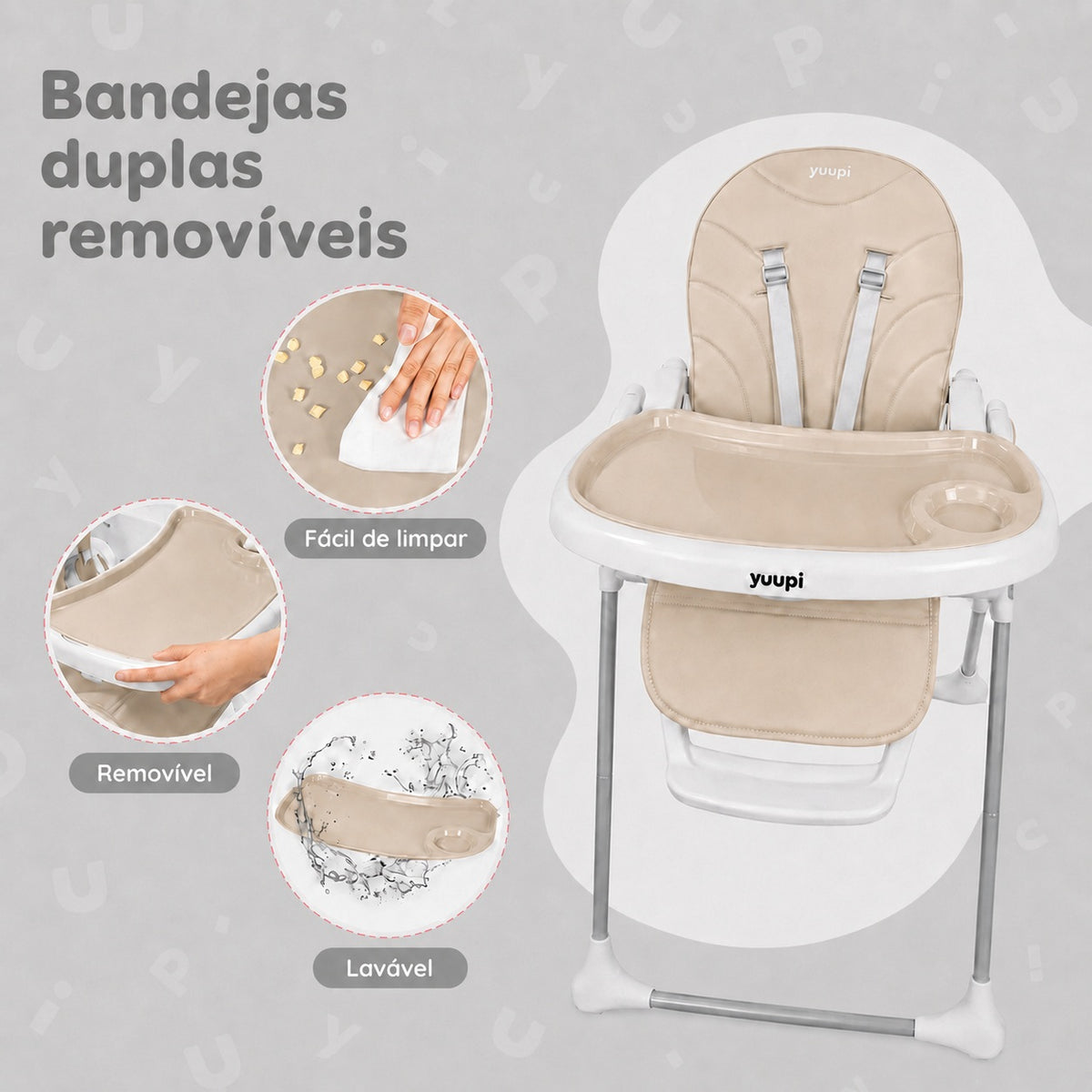 Cadeira de Alimentação Premium para Bebês Bege Yuupi