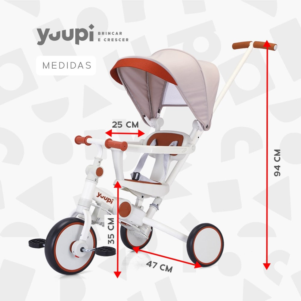 Carrinho, Triciclo, Andador e Bicicleta de Equilíbrio 4 em 1 Branco Yuupi