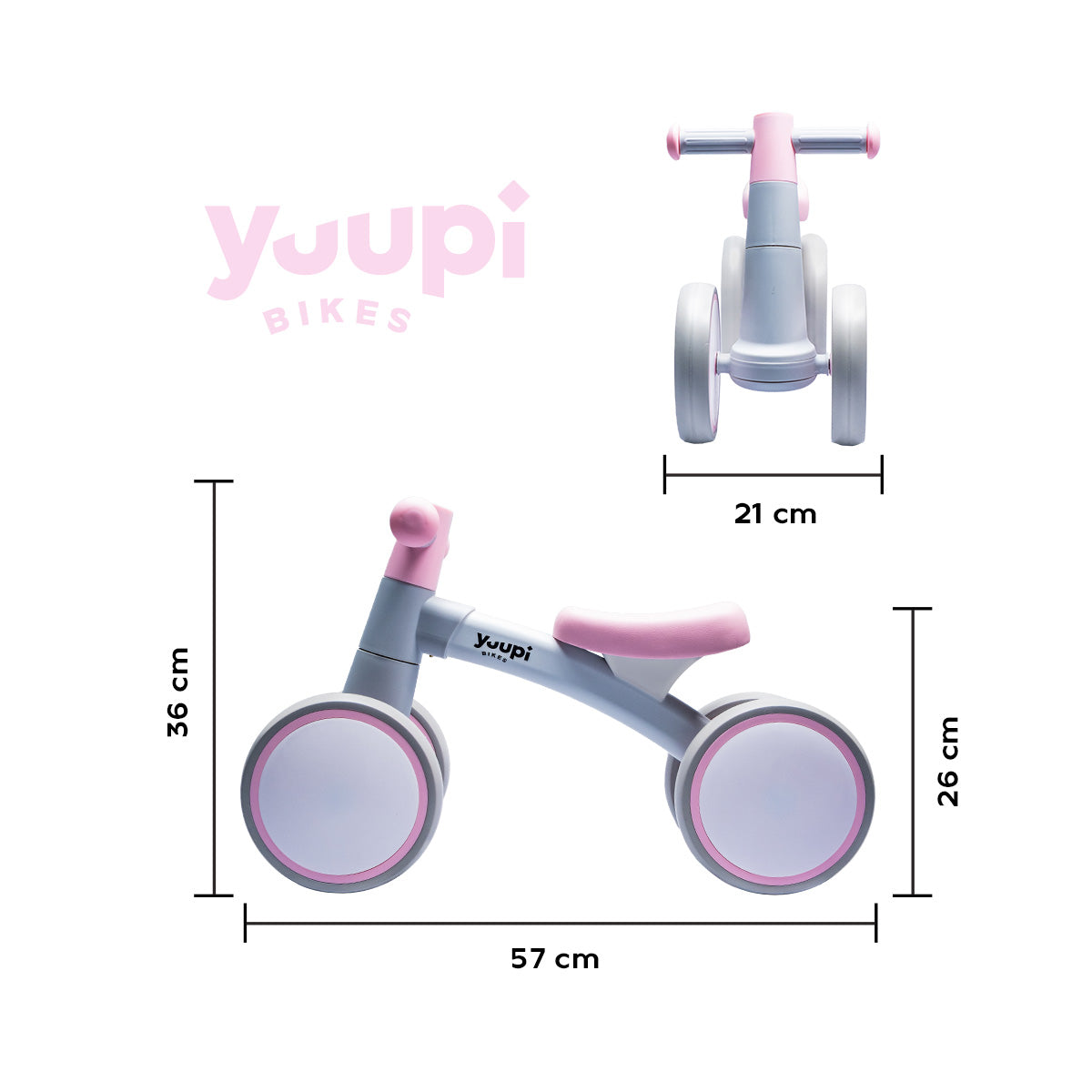Bicicleta De Equilíbrio Infantil Sem Pedal Rosa 4 Rodas Yuupi
