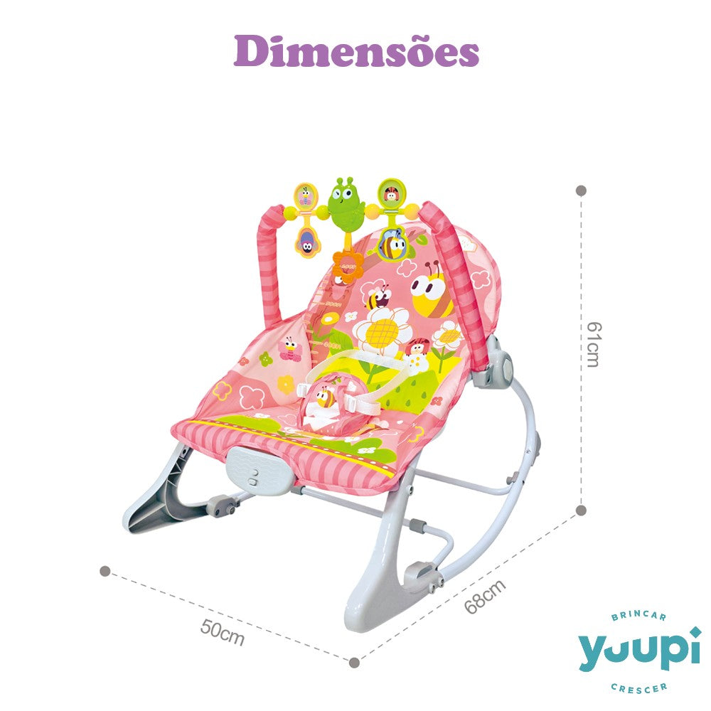 Cadeira de Descanso Infantil Rosa com Móbile Yuupi