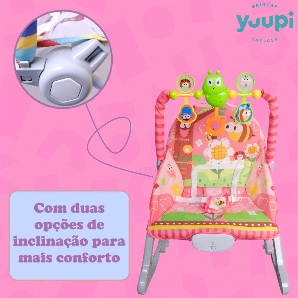 Cadeira de Descanso Infantil Rosa com Móbile Yuupi