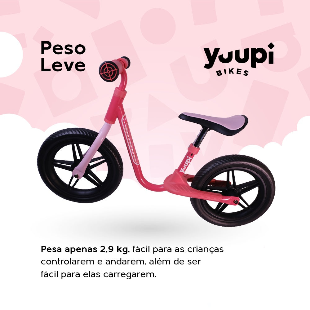 Bicicleta De Equilíbrio Infantil Sem Pedal Aero Rosa Yuupi
