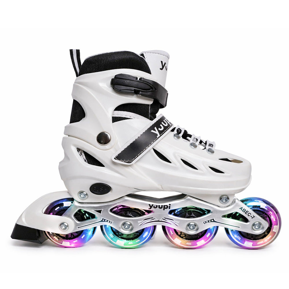 Patins Roller Inline Ajustável Branco M 34-37 Yuupi