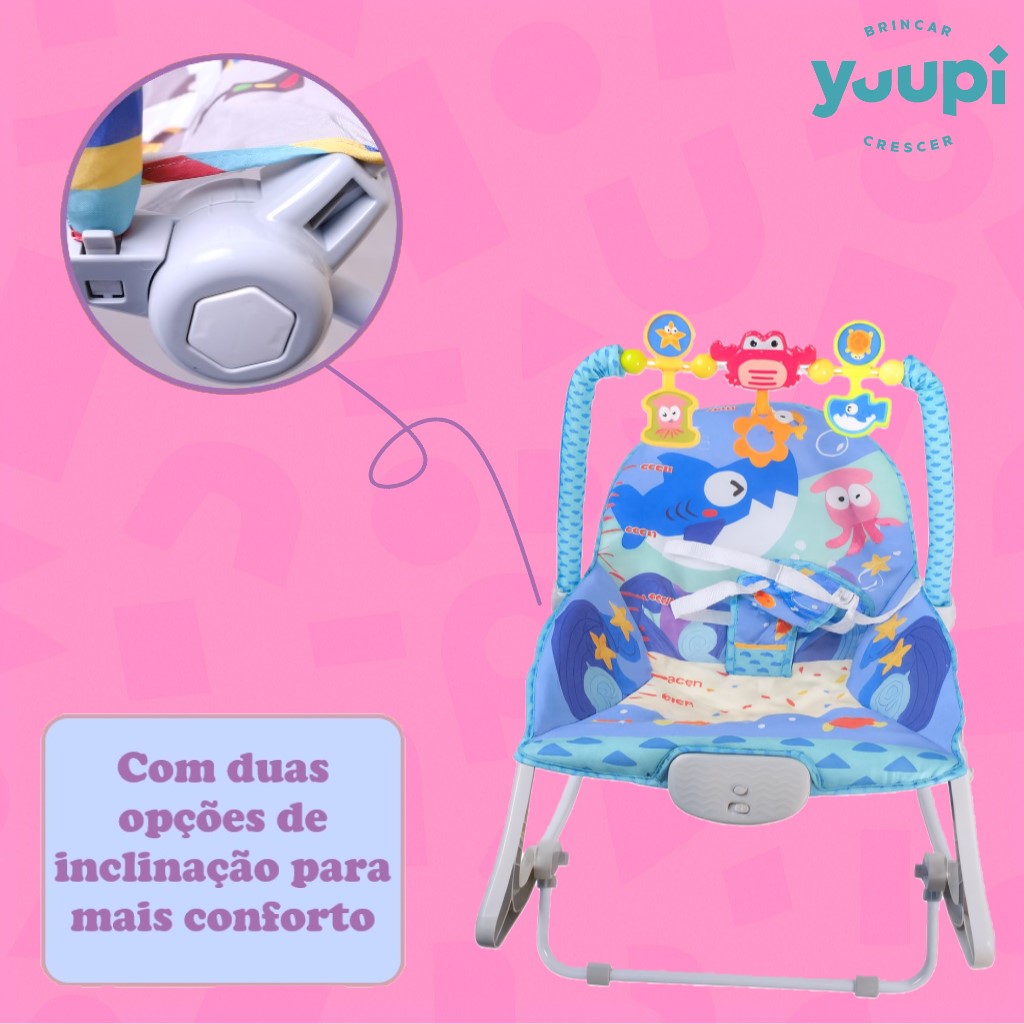 Cadeira de Descanso Infantil Azul com Móbile Yuupi