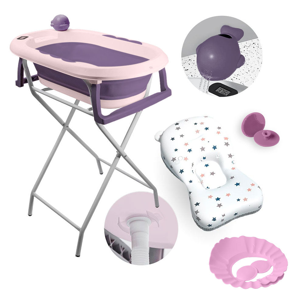 Banheira Dobrável Com Suporte e Acessórios YPB190 Lilás Yuupi