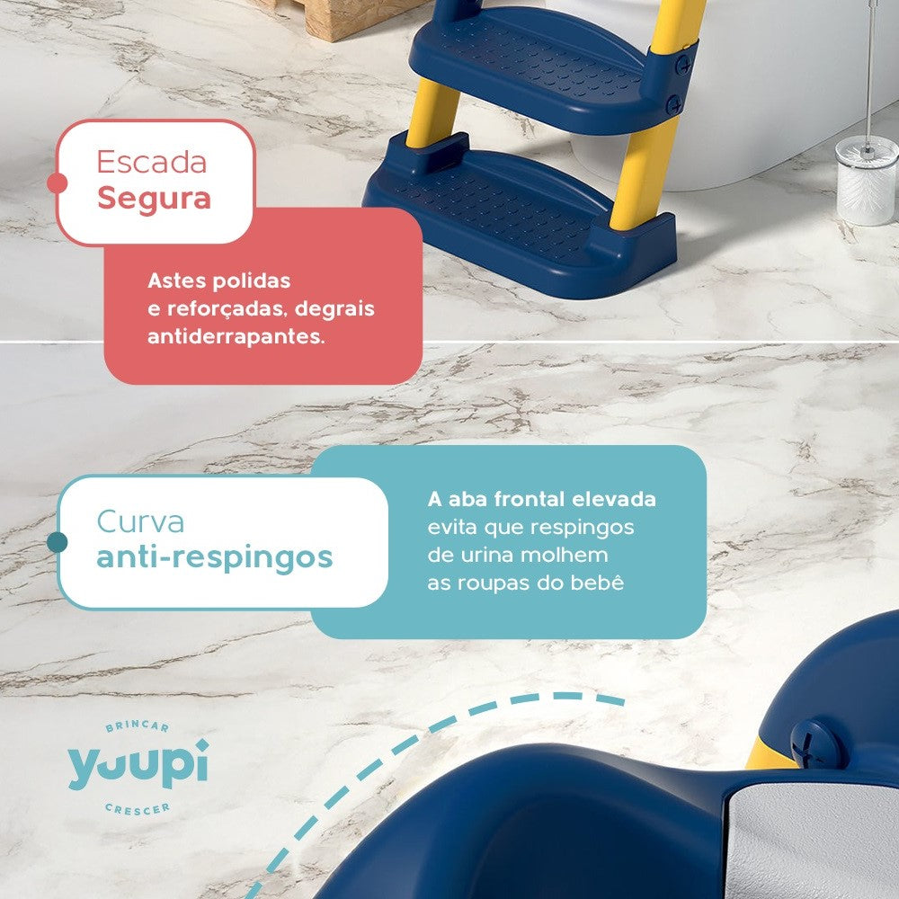 Assento Redutor Dobrável Infantil Com Escada Branco Yuupi