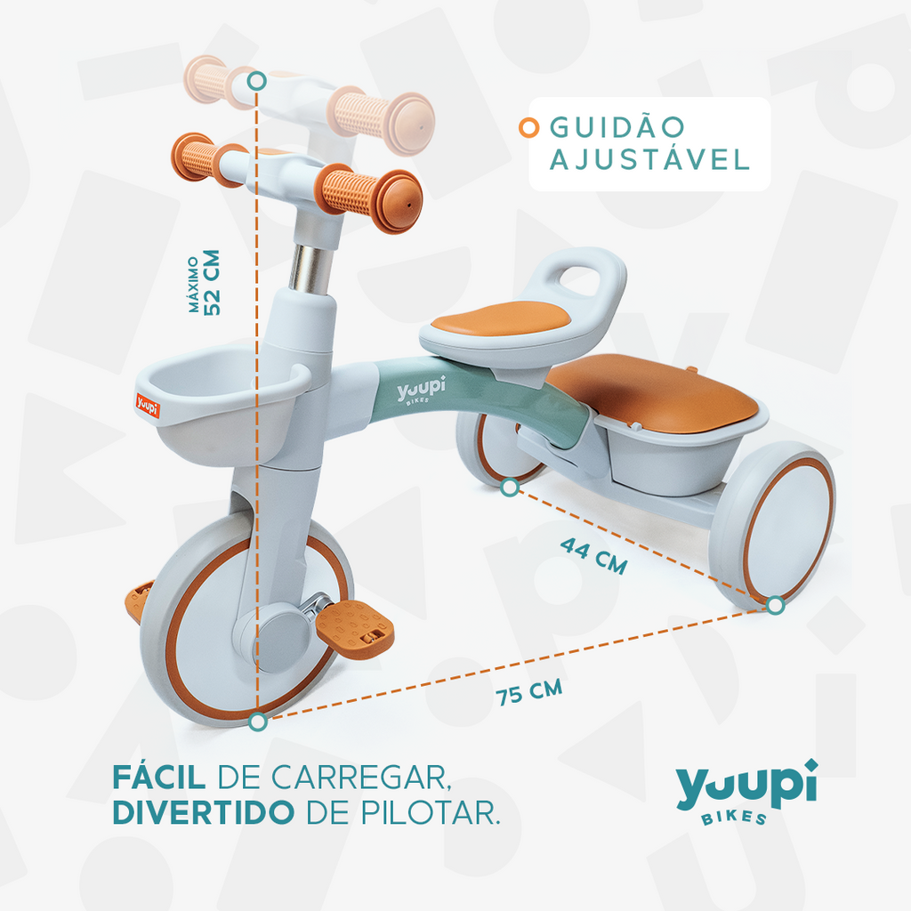 Triciclo Motoca Infantil Com Cestinho e Baú Verde Yuupi